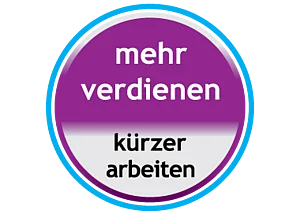 Verdi-Kampagne: 'Mehr verdienen, kürzer arbeiten'. Verlinkt auf die Informationsseite 'Mehr Gehalt in der Pflege'.